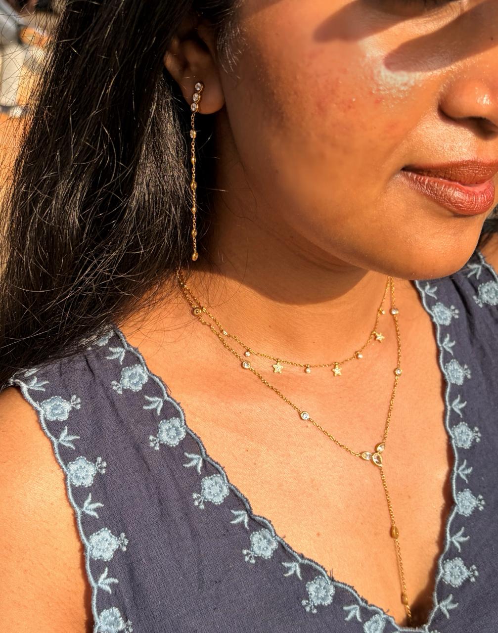 ZIRCON DRIP EARRING